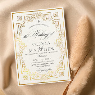 Faire-part de mariage Gold & Emerald Green Script