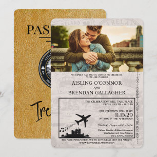 Faire-part de mariage Gold Ireland Passport