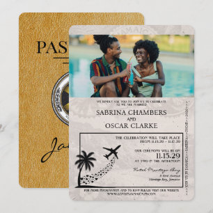 Faire-part de mariage Gold Jamaica Passport