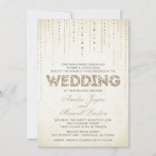 Faire-part de mariage Gold Parties scintillant Loo