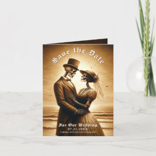 Faire-part de mariage gothique couple de squelette