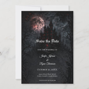 Faire-part de mariage gothique de château pour ann