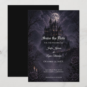 Faire-part de mariage gothique de château pour sau