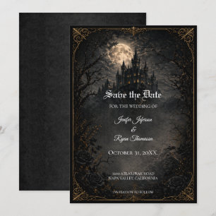 Faire-part de mariage gothique de château pour une