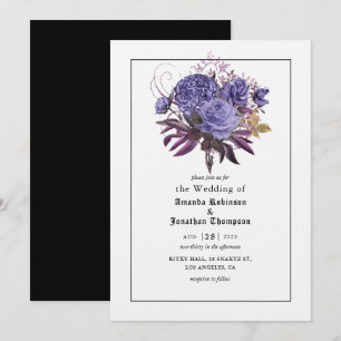 Faire-part de mariage gothique Halloween floral