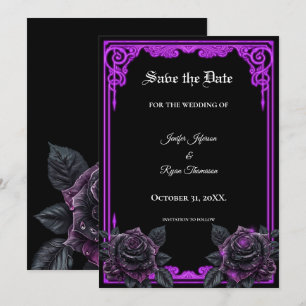 Faire-part de mariage gothique lueur violette enso
