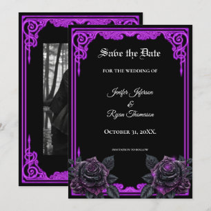 Faire-part de mariage gothique lueur violette enso