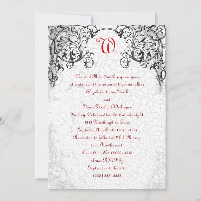 Faire-part de mariage gothique Monogramme (Devant)