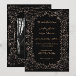 Faire-part de mariage gothique roses sombres