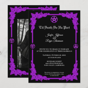 Faire-part de mariage gothique violet luminescent 