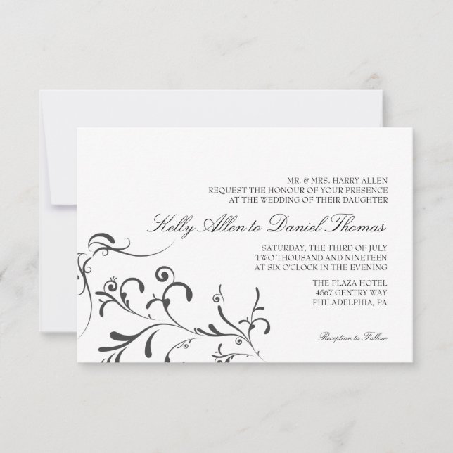 Faire-part de mariage| Grace florale|wb (Devant)