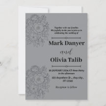 Faire-part de mariage gris / design simple et roma