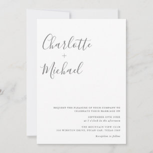 Faire-part de mariage gris et blanc Minimalist Sig