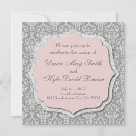 faire-part de mariage gris et pêche