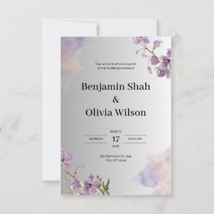 Faire-part de mariage gris et violet