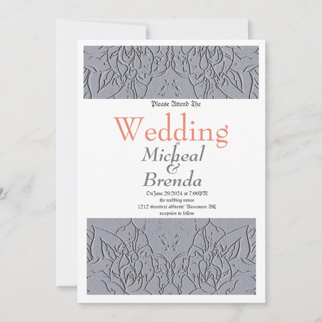 Faire-part de mariage gris pierre (Devant)