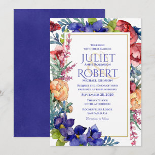 Faire-part de mariage   Happiness Watercolor Flora
