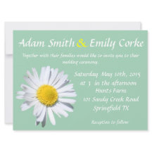 Faire-part de mariage Hemlock Green Daisy