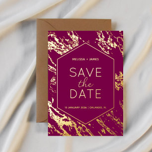 Faire-part de mariage hexagonal Art Déco moderne