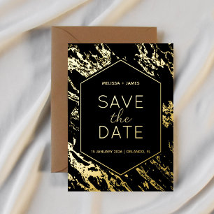 Faire-part de mariage hexagonal Art Déco moderne