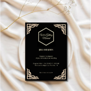 Faire-part de mariage hexagone noir et crème 