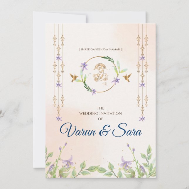 Faire-part de mariage hindou et invitations indien (Devant)