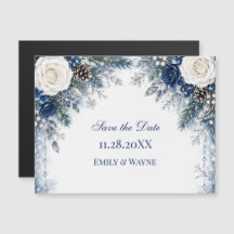 Faire-part de mariage Hiver Merveilleux Rose Bleue