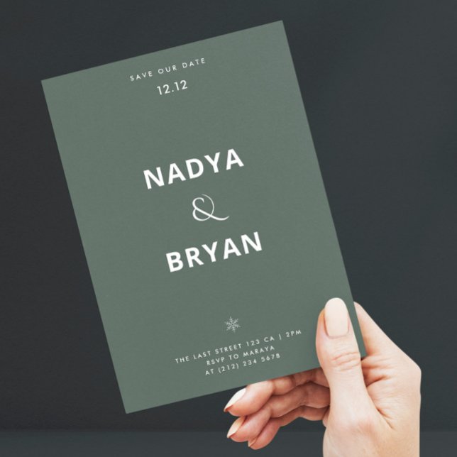 Faire-part de mariage hivernal avec code QR vert f (Créateur téléchargé)