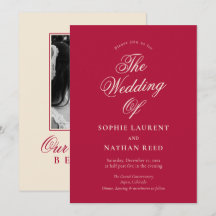 Faire-part de mariage hivernal Cranberry Red Old M