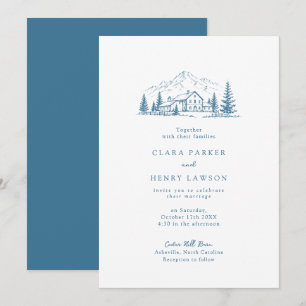 Faire-part de mariage hivernal Dusty Blue Mountain