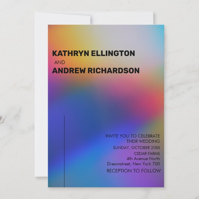 Faire-part de mariage holographique moderne (Devant)