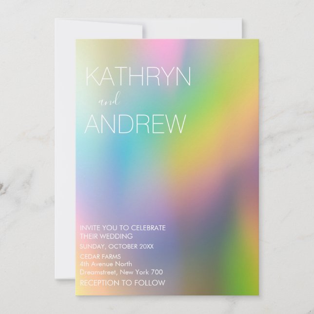 Faire-part de mariage holographique moderne (Devant)