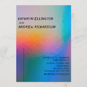 Faire-part de mariage holographique moderne