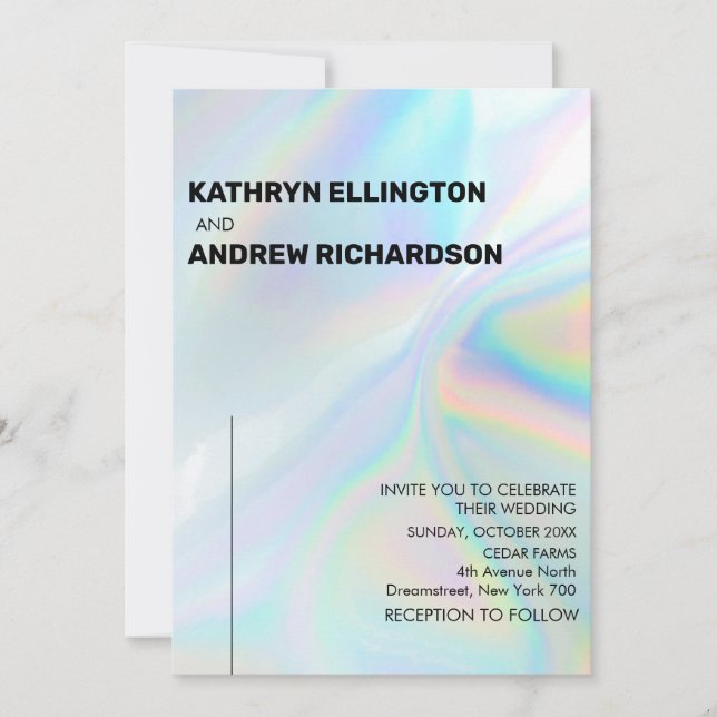 Faire-part de mariage holographique moderne (Devant)
