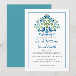 Faire-part de mariage Hongrois Design Blue Birds