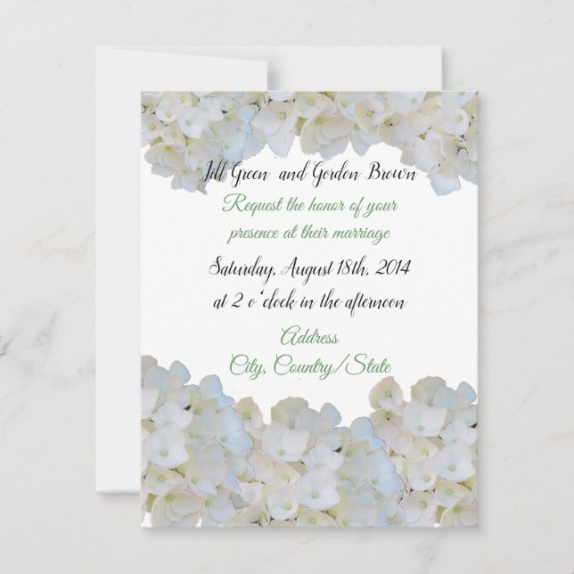 Faire-part de mariage Hydrangea blanc (Devant)