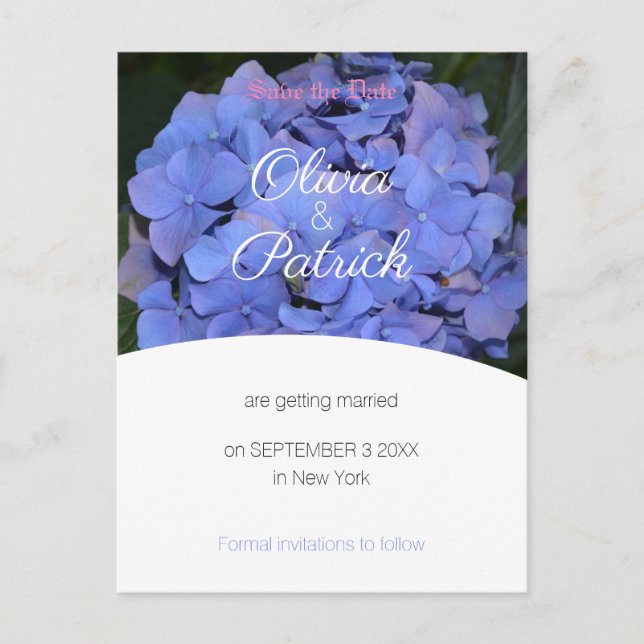 Faire-Part de Mariage Hydrangea Violet Pastel (Devant)