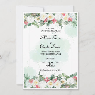 Faire-part de mariage imprimable, Invitation flora