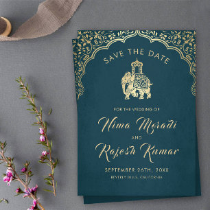 Faire-part de mariage indien Ganesha or pour annon