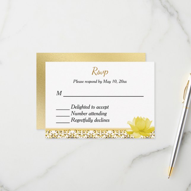 Faire-part de mariage indien hindou RSVP (Devant/Arrière en situation)