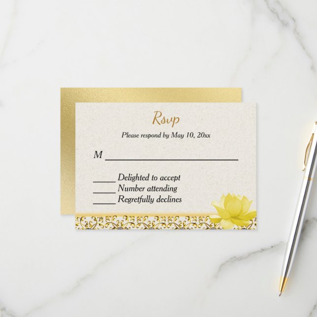 Faire-part de mariage indien hindou RSVP (Devant/Arrière en situation)