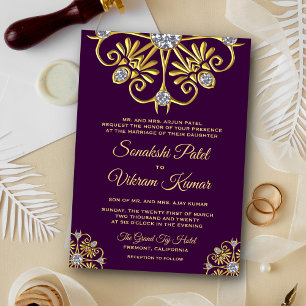 Faire-part de mariage indien mandala diamant or vi