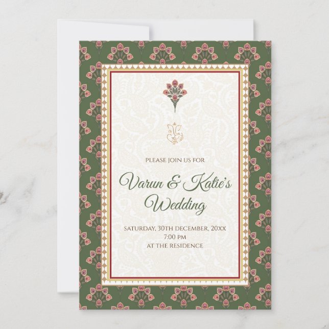 Faire-part de mariage indien numérique en invitati (Devant)
