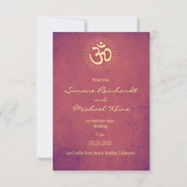Faire-part de mariage indien, symbole d'OM, (Devant)
