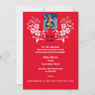 Faire-part de mariage indienne avec Ganesha auspic