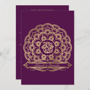 Faire-part de mariage indienne de Mandala violet e