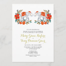 Faire-part de mariage indienne des éléphants