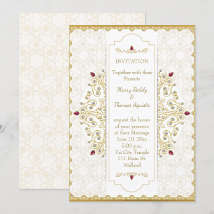 Faire-part de mariage indienne d'or hindou