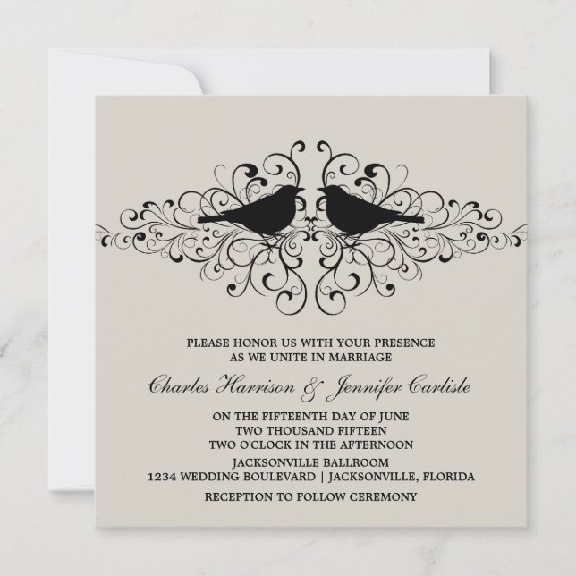 Faire-part de mariage Inséparable beige (Devant)