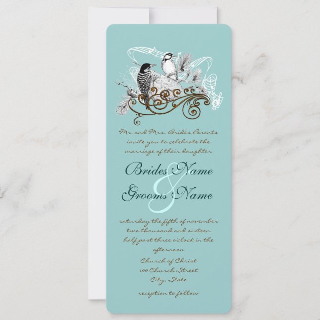 Faire-part de mariage Inséparables vintages (Devant)